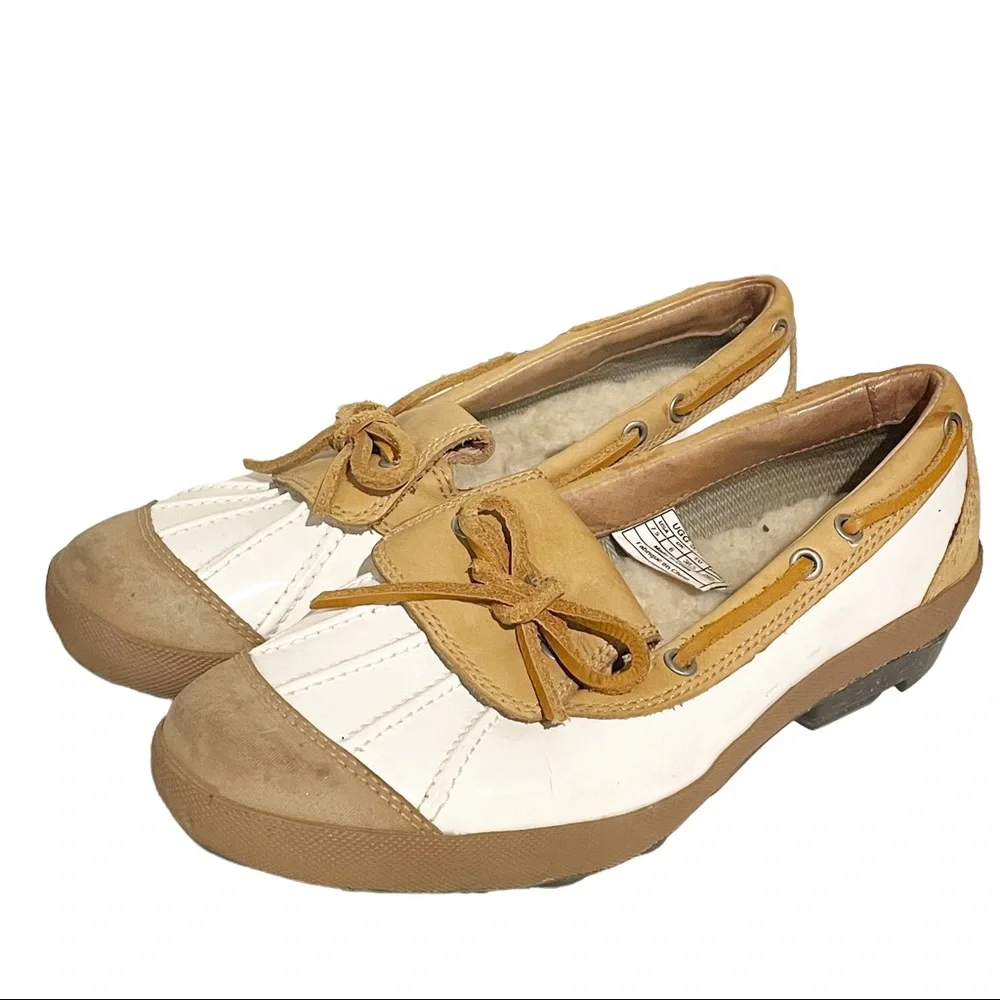 UGG Size 7.5 Ashdale Tan/white Leather Sheepskin DUCK/RAIN Boot #1993_2